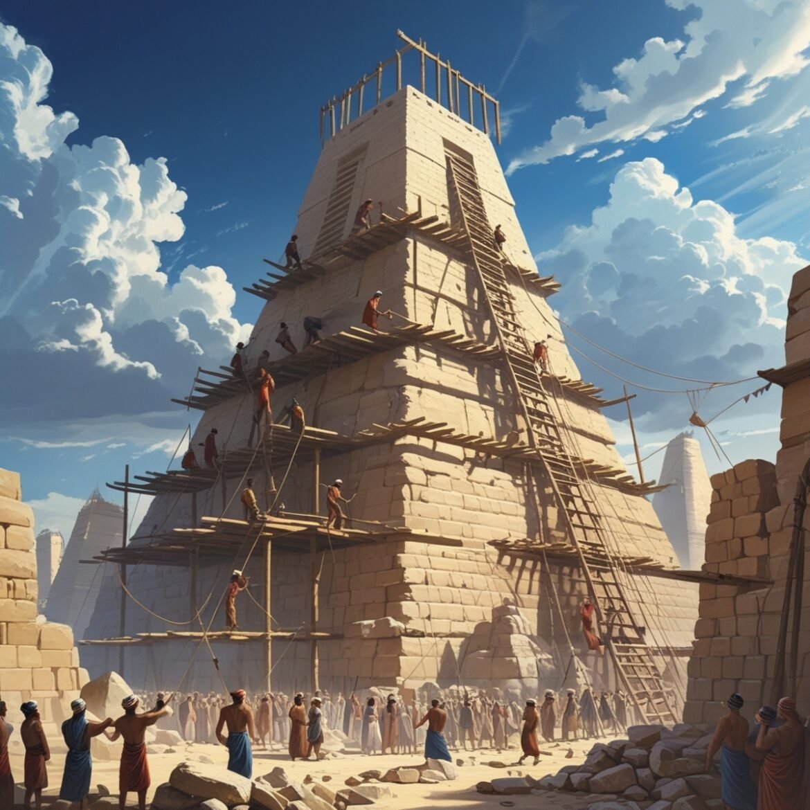 The ambitious construction of the Tower of Babel, an early attempt at unity rooted in pride and defiance of God. The ambitious construction of the Tower of Babel, an early attempt at unity rooted in pride and defiance of God